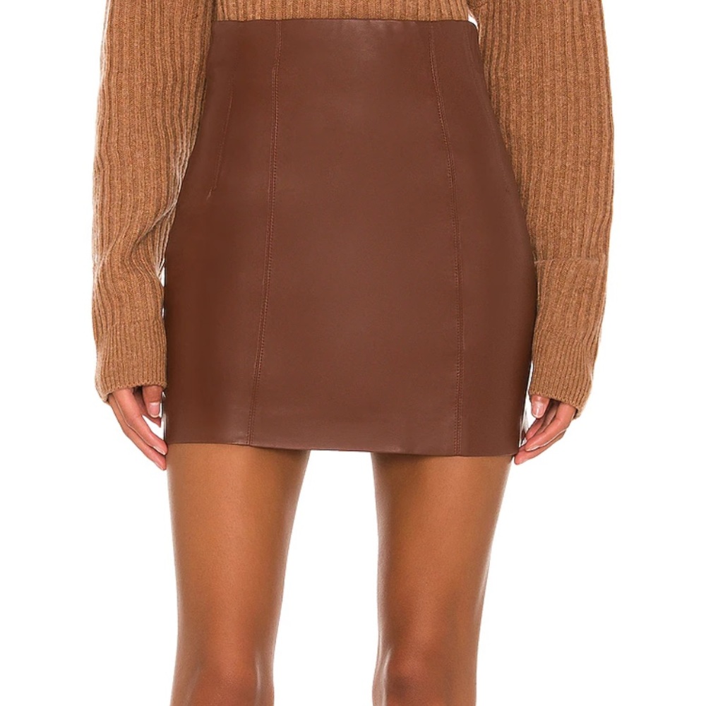 Revolve Meika Vegan Leather Skirt Rust Brown Camel ASTR the Label Mini Skirt